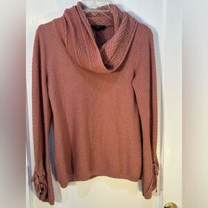 White House Black Market Women's Med Long Sleeve Copper Metal Thread Cowl Neck